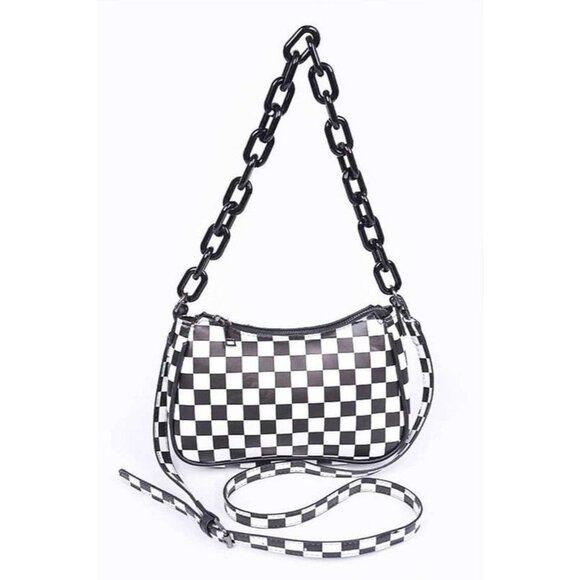 Checker Printed Convertible Shoulder Swing Bag